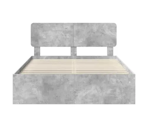 Gultas Rāmis Betons 140 X 200 Cm Ciets Priedes Koks Vidaxl