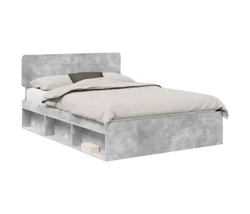 Gultas Rāmis Betons 140 X 200 Cm Ciets Priedes Koks Vidaxl