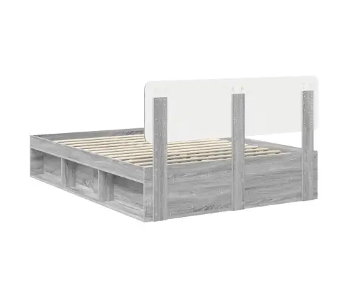 Gultas Rāmis Pelēks Sonoma 140 X 200 Cm Ciets Priedes Koks Vidaxl