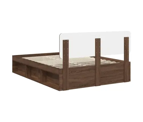 Gultas Rāmis Brūns Ozols 140 X 200 Cm Ciets Priedes Koks Vidaxl