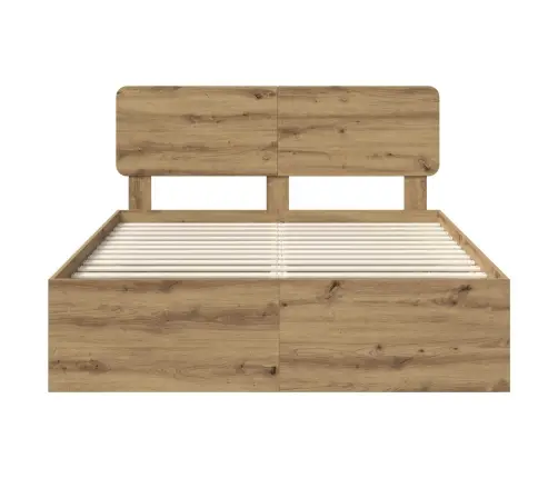 Gultas Rāmis Mākslīgā Ozola 140 X 200 Cm Ciets Priedes Koks Vidaxl