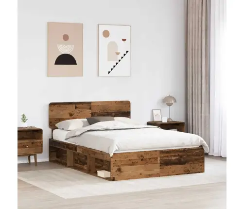 Gultas Rāmis Vecs Koks 140 X 190 Cm Ciets Priedes Koks Vidaxl