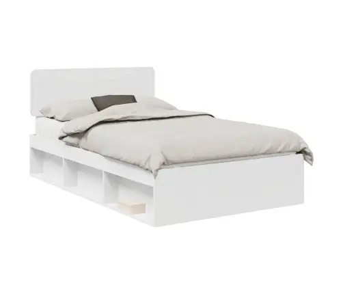 Gultas Rāmis Balts 135 X 190 Cm Ciets Priedes Koks Vidaxl