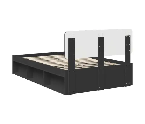 Gultas Rāmis Melna 135 X 190 Cm Ciets Priedes Koks Vidaxl