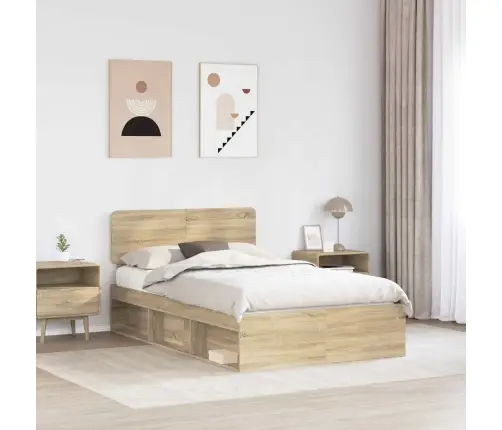 Voodi Raam Peaga Sonoma Tamm 135 X 190 Cm Tahke Mänd