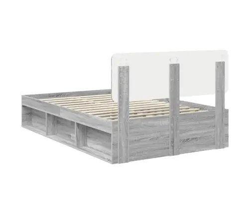 Gultas Rāmis Pelēks Sonoma 135 X 190 Cm Ciets Priedes Koks Vidaxl