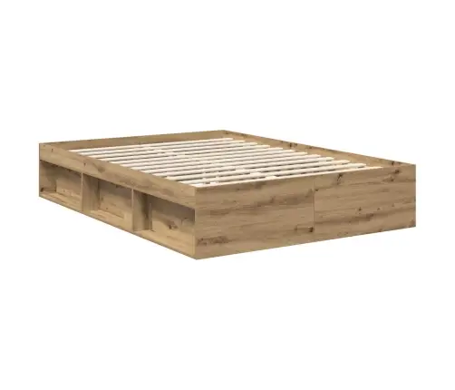 Gultas Rāmis Mākslīgā Ozola 90 X 190 Cm Ciets Priedes Koks Vidaxl