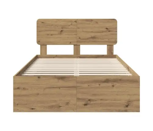 Gultas Rāmis Mākslīgā Ozola 90 X 190 Cm Ciets Priedes Koks Vidaxl