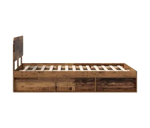 Voodi Raam Peaga Vana Puit 120 X 200 Cm Tahke Mänd