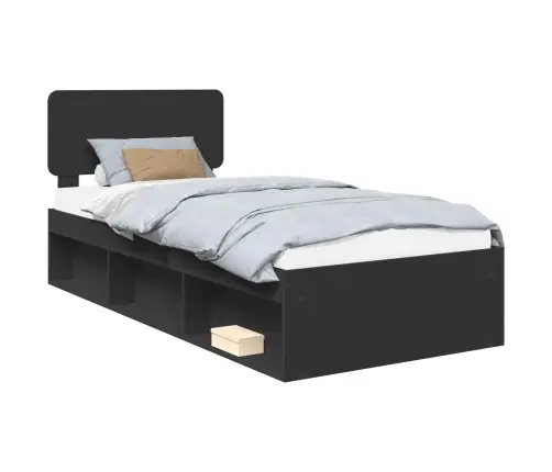 Gultas Rāmis Melna 100 X 200 Cm Ciets Priedes Koks Vidaxl