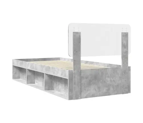 Gultas Rāmis Betona Pelēks 100 X 200 Cm Ciets Priedes Koks Vidaxl