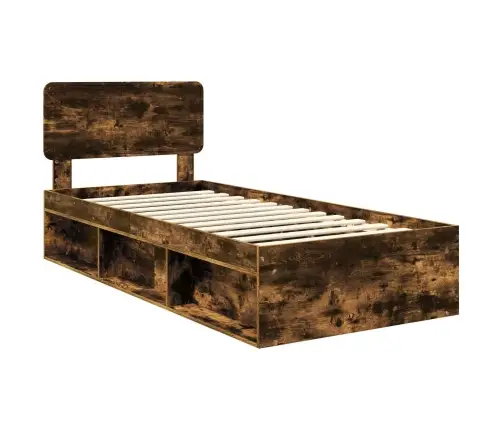 Gultas Rāmis Dūmaka Ozols 100 X 200 Cm Ciets Priedes Koks Vidaxl