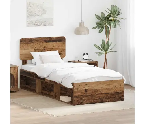 Voodi Raam Peaga Vana Puit 100 X 200 Cm Tahke Mänd