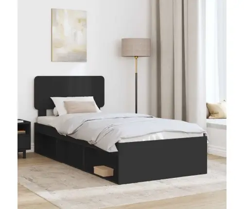 Gultas Rāmis Melna 90 X 200 Cm Ciets Priedes Koks Vidaxl