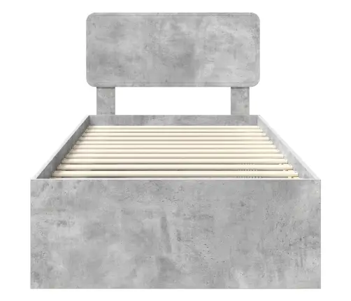 Gultas Rāmis Betons 90 X 200 Cm Ciets Priedes Koks Vidaxl