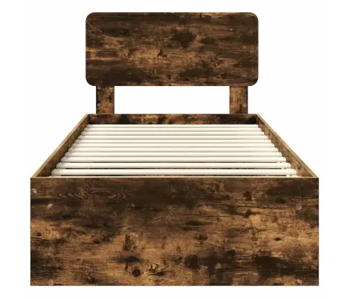 Gultas Rāmis Dūmaka Ozols 90 X 200 Cm Ciets Priedes Koks Vidaxl