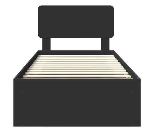 Voodi Raam Peaga Must 90 X 190 Cm Tahke Mänd