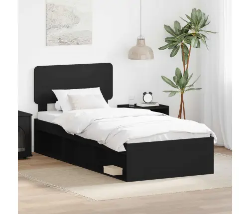 Gultas Rāmis Melna 75 X 190 Cm Ciets Priedes Koks Vidaxl