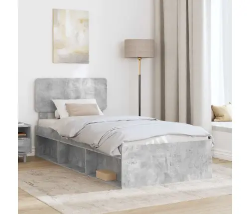 Lovos Rėmas Betono Pilka 75 X 190 Cm Kietos Pušies Mediena