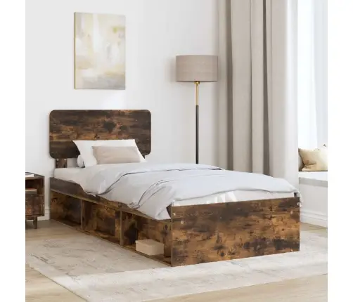 Gultas Rāmis Dūmaka Ozols 75 X 190 Cm Ciets Priedes Koks Vidaxl