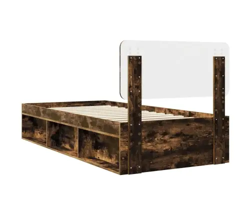 Gultas Rāmis Dūmaka Ozols 75 X 190 Cm Ciets Priedes Koks Vidaxl