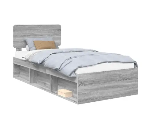 Gultas Rāmis Pelēks Sonoma 75 X 190 Cm Ciets Priedes Koks Vidaxl