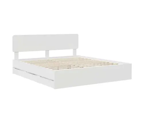 Lovos Rėmas Su Stalčių Balta 200 X 200 Cm Inžinerinė Mediena
