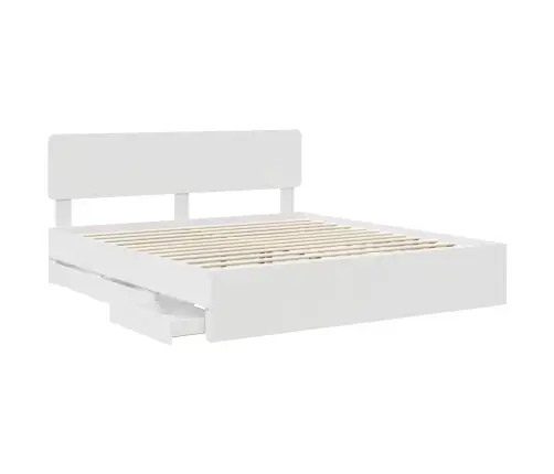 Lovos Rėmas Su Stalčių Balta 200 X 200 Cm Inžinerinė Mediena