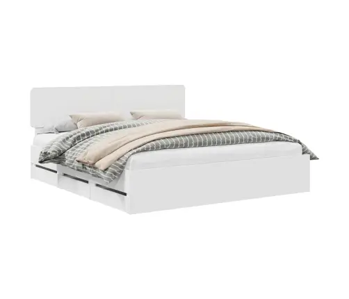 Lovos Rėmas Su Stalčių Balta 200 X 200 Cm Inžinerinė Mediena