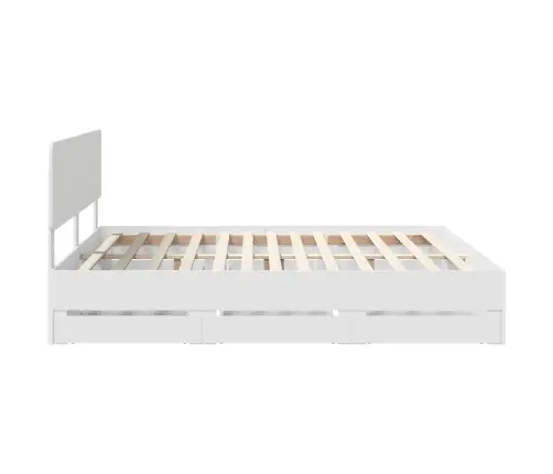 Lovos Rėmas Su Stalčių Balta 200 X 200 Cm Inžinerinė Mediena