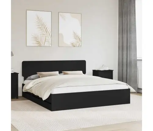 Gultas Rāmis Ar Atvilktni Melna 200 X 200 Cm Inženieru Koks Vidaxl