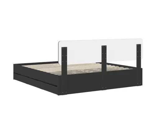 Gultas Rāmis Ar Atvilktni Melna 200 X 200 Cm Inženieru Koks Vidaxl