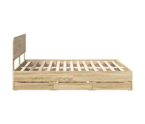 Gultas Rāmis Sonoma Ozols 200 X 200 Cm Inženieru Koks Vidaxl