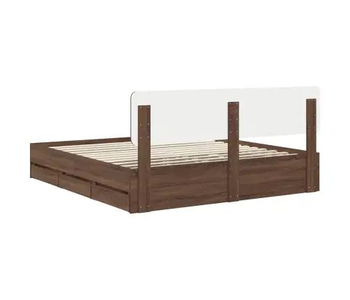 Gultas Rāmis Brūns Ozols 200 X 200 Cm Inženieru Koks Vidaxl