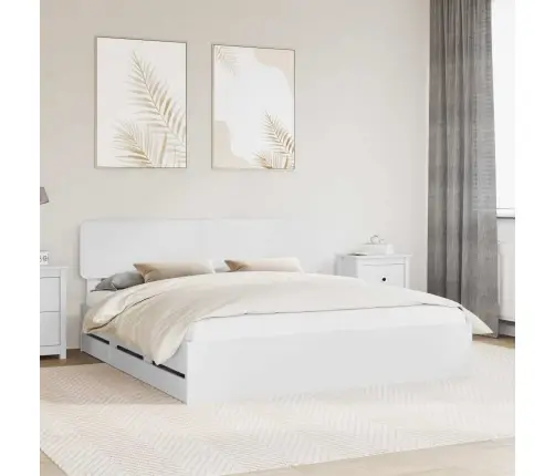 Lovos Rėmas Su Stalčių Balta 180 X 200 Cm Inžinerinė Mediena