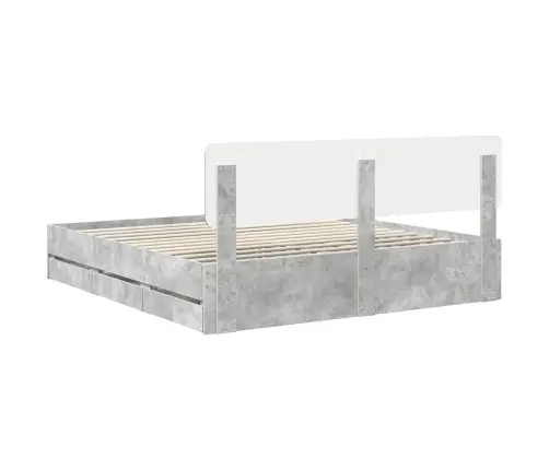 Gultas Rāmis Betona Pelēks 180 X 200 Cm Inženieru Koks Vidaxl