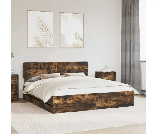 Gultas Rāmis Dūmaka Ozols 180 X 200 Cm Inženieru Koks Vidaxl