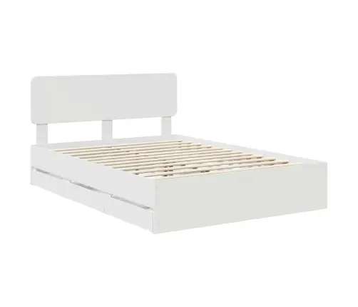 Gultas Rāmis Ar Atvilktni Balts 160 X 200 Cm Inženieru Koks Vidaxl