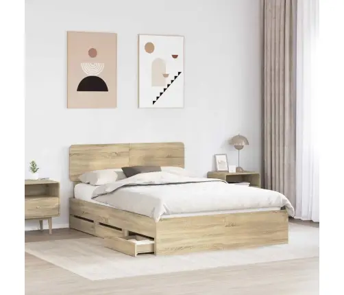 Gultas Rāmis Sonoma Ozols 160 X 200 Cm Inženieru Koks Vidaxl