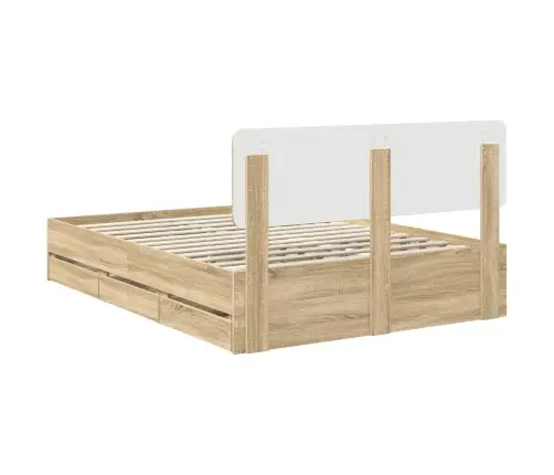 Gultas Rāmis Sonoma Ozols 150 X 200 Cm Inženieru Koks Vidaxl