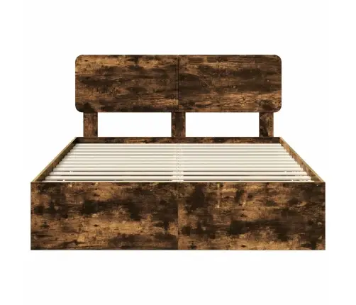 Gultas Rāmis Dūmaka Ozols 150 X 200 Cm Inženieru Koks Vidaxl