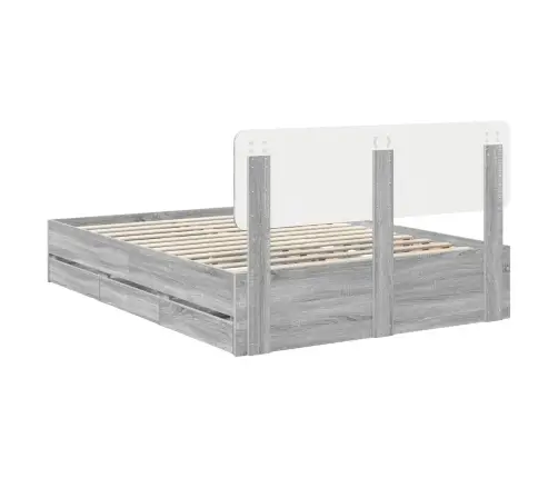 Gultas Rāmis Pelēks Sonoma 150 X 200 Cm Inženieru Koks Vidaxl