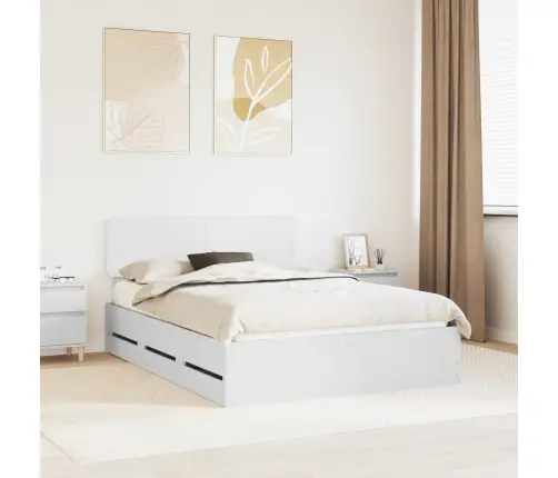 Gultas Rāmis Ar Atvilktni Balts 140 X 190 Cm Inženieru Koks Vidaxl