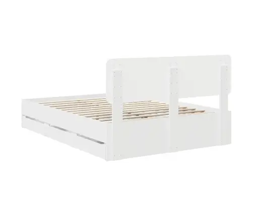 Gultas Rāmis Ar Atvilktni Balts 140 X 190 Cm Inženieru Koks Vidaxl