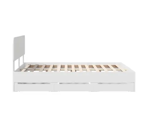 Gultas Rāmis Ar Atvilktni Balts 140 X 190 Cm Inženieru Koks Vidaxl