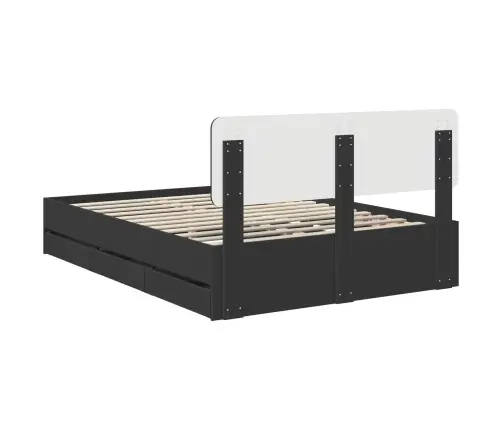 Gultas Rāmis Ar Atvilktni Melna 140 X 190 Cm Inženieru Koks Vidaxl
