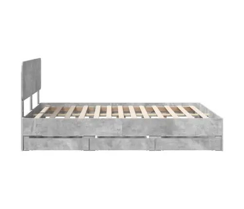 Gultas Rāmis Betona Pelēks 140 X 190 Cm Inženieru Koks Vidaxl