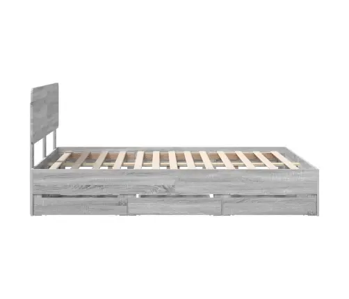 Gultas Rāmis Pelēks Sonoma 140 X 190 Cm Inženieru Koks Vidaxl