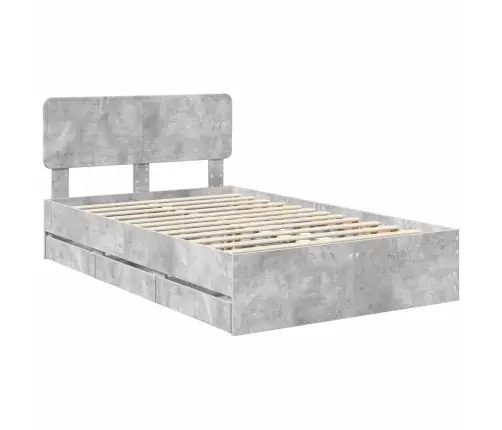 Gultas Rāmis Betona Pelēks 135 X 190 Cm Inženieru Koks Vidaxl