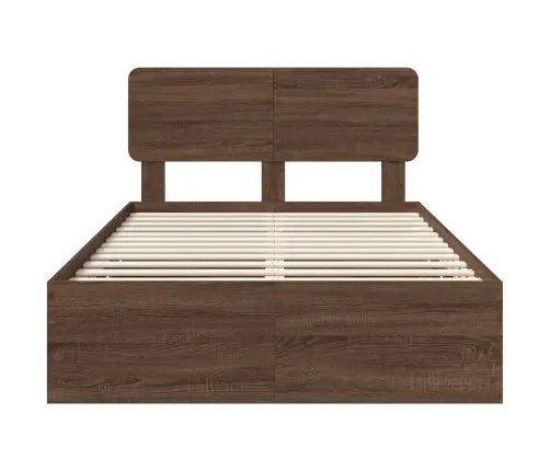 Gultas Rāmis Brūns Ozols 135 X 190 Cm Inženieru Koks Vidaxl